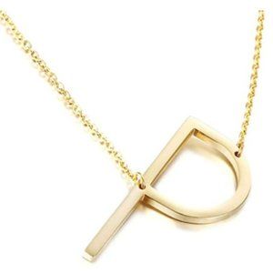 ⬇️ P Q R S T Stainless Steel Gold Initial Necklace
